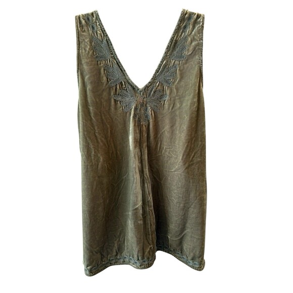 Johnny Was Yasmine Velvet Embroidered Sleeveless Silk Monochrome Green Size XS - Picture 3 of 11